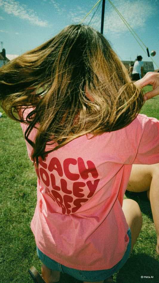 T-shirt « beach volley vibes » rose