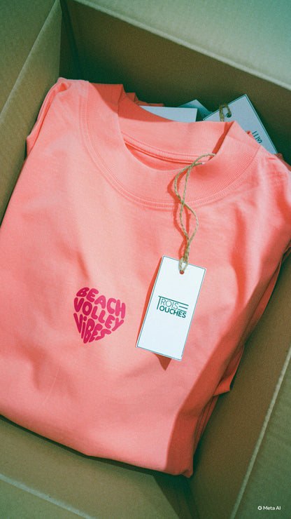 T-shirt « beach volley vibes » rose
